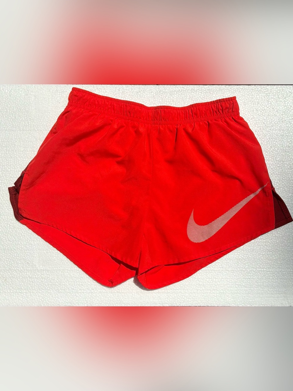 Nike Women’s bright orange Athletic Running Shorts with big Swoosh Size Xs
